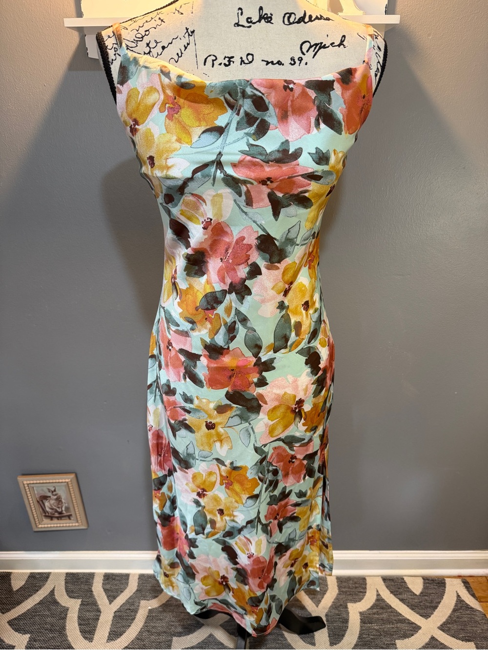 INSPIRED HEARTS MINT FLORAL MAXI SLIP DRESS SZ S NWT